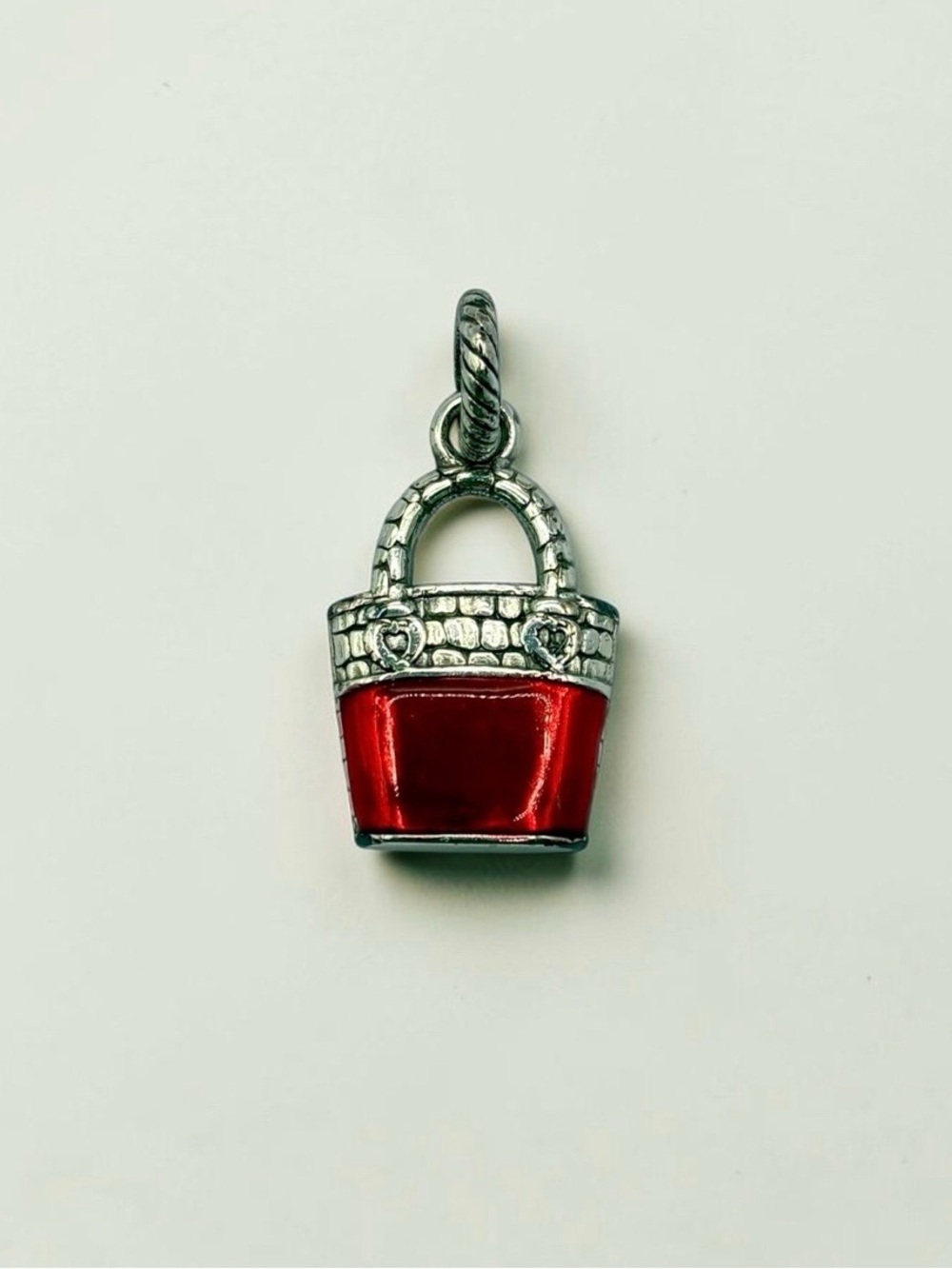 Brighton Silver-Tone Red Enamel Handbag Purse Pendant Charm